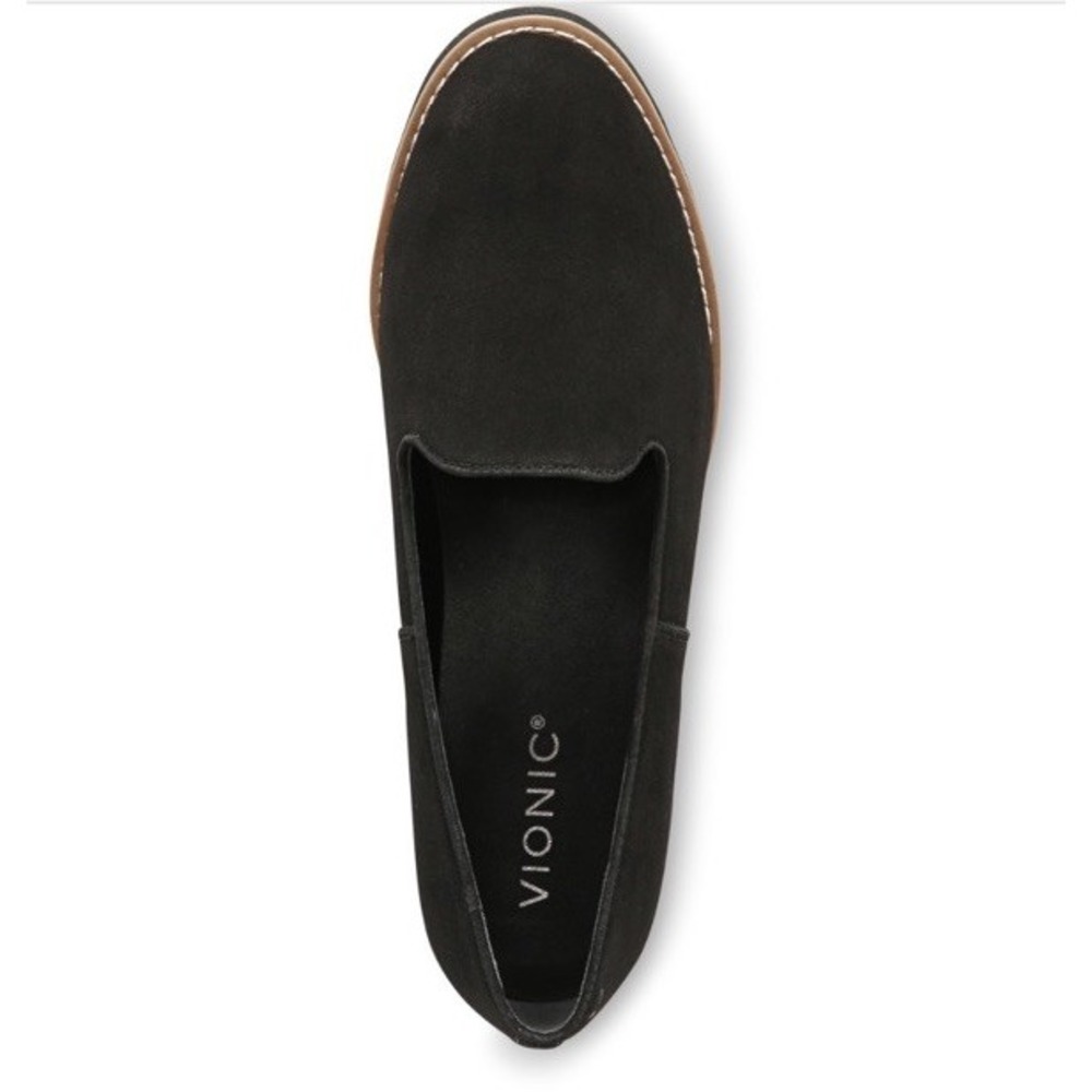 Vionic Willa Black Suede Leather‎ Wedge Womens 5 Medium Shoes Arch Support New - Picture 8 of 9